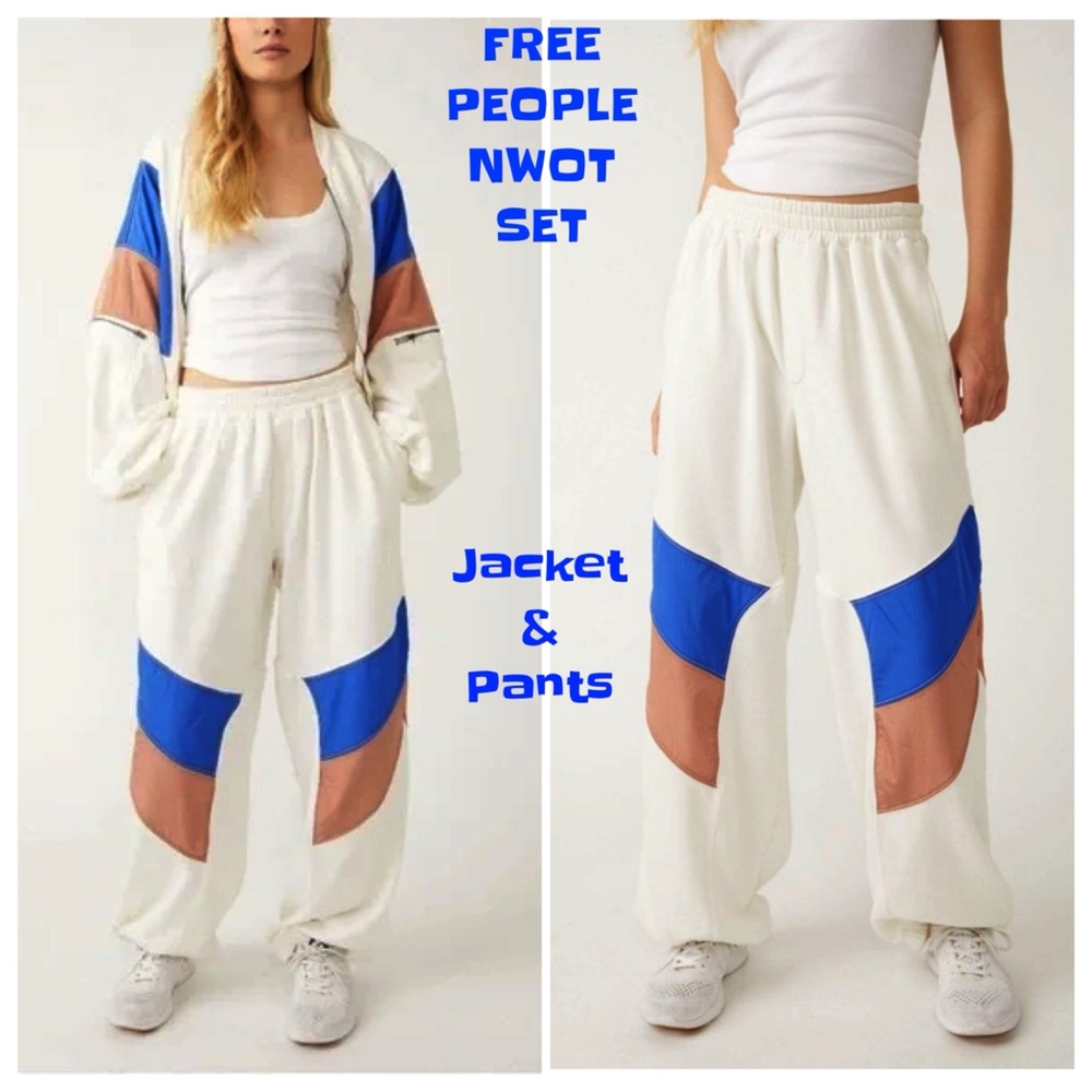 FREE PEOPLE Movement Colorblock Hot Track Pants & Jacket SET SZ S NWOT